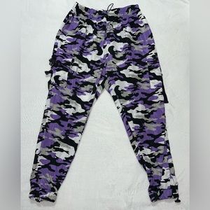 Size: L, used, purple-black-white joggers